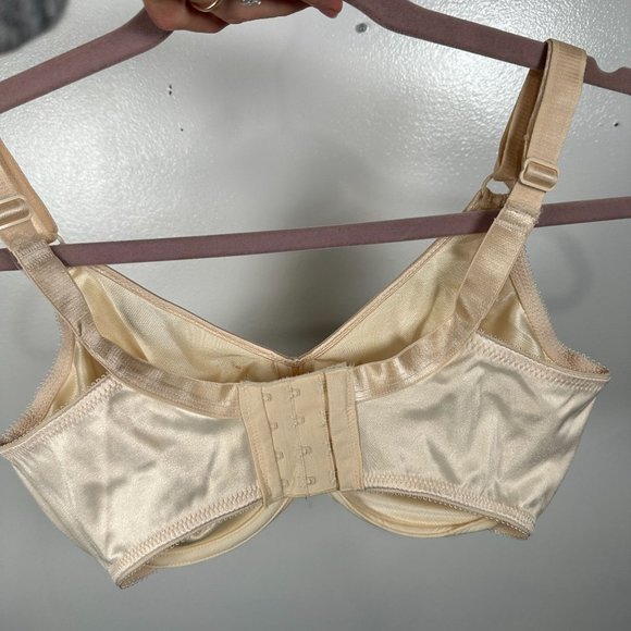 Bali 34DD Bra 3364 Underwire Cream Embroidered Adjustable Straps Nylon - Picture 6 of 14
